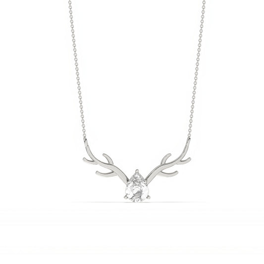 Silver Deer Antler Cubic Zircon Necklace