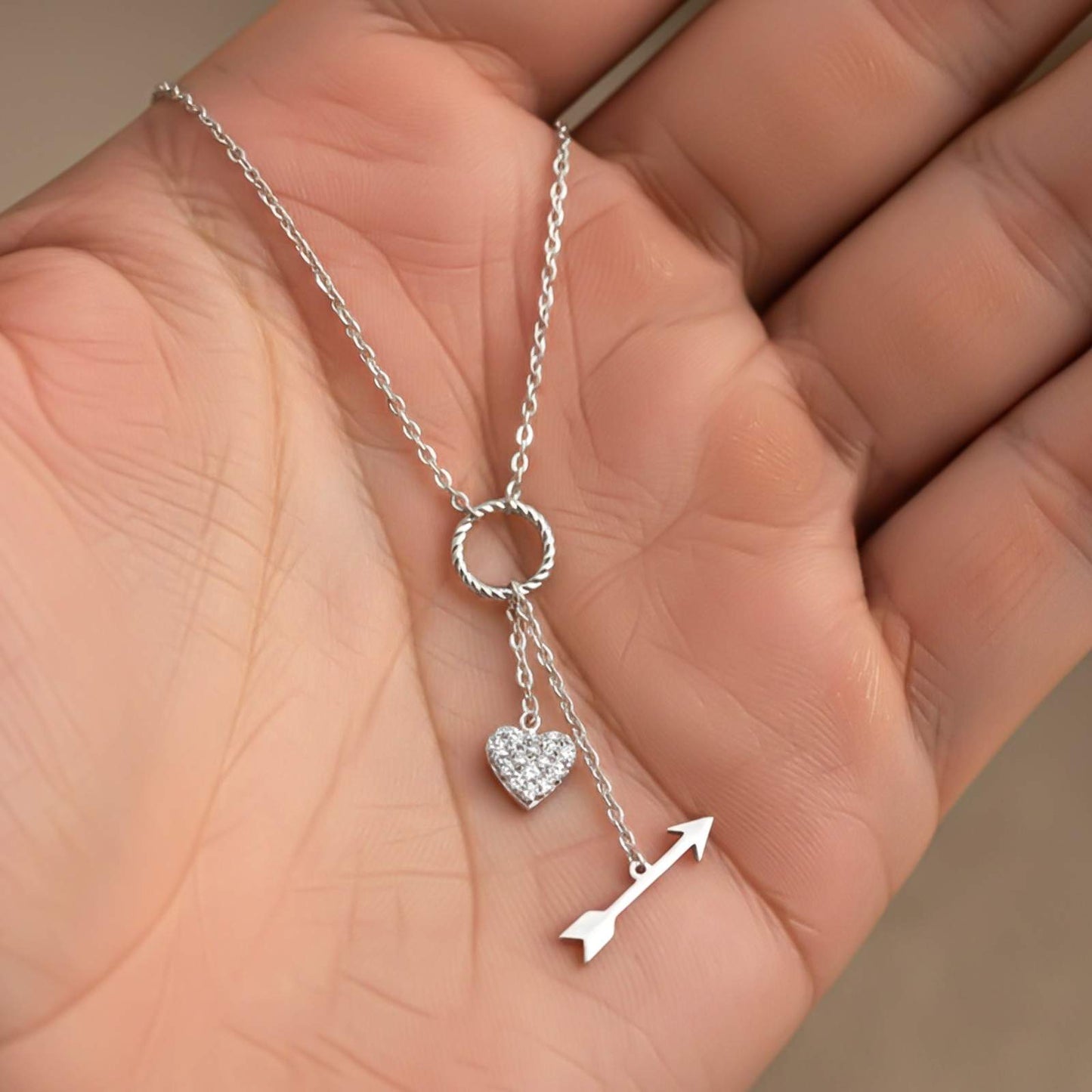 Silver Hit My Heart Arrow Necklace