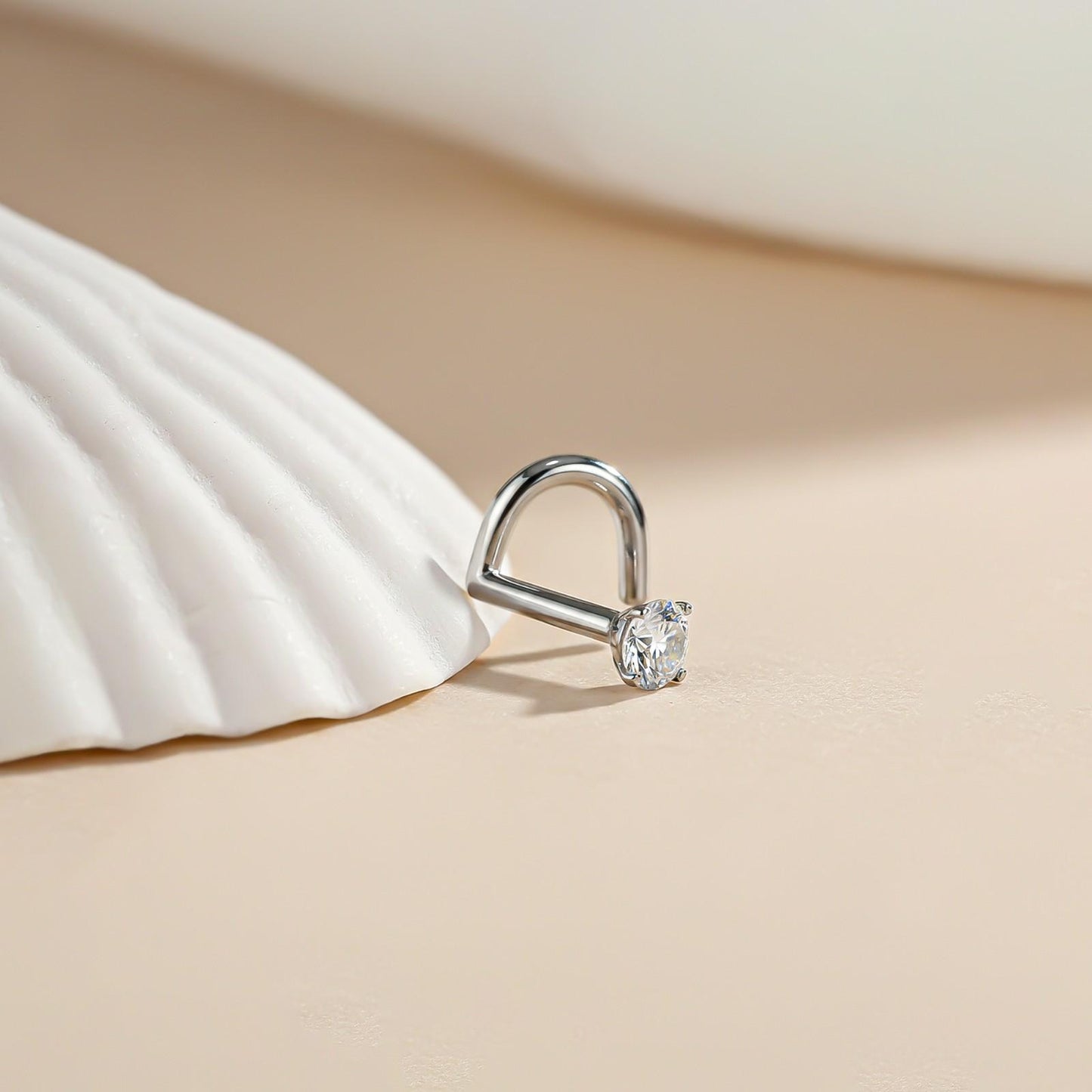 Silver Solitaire Round Nose Stud (pack of 2)