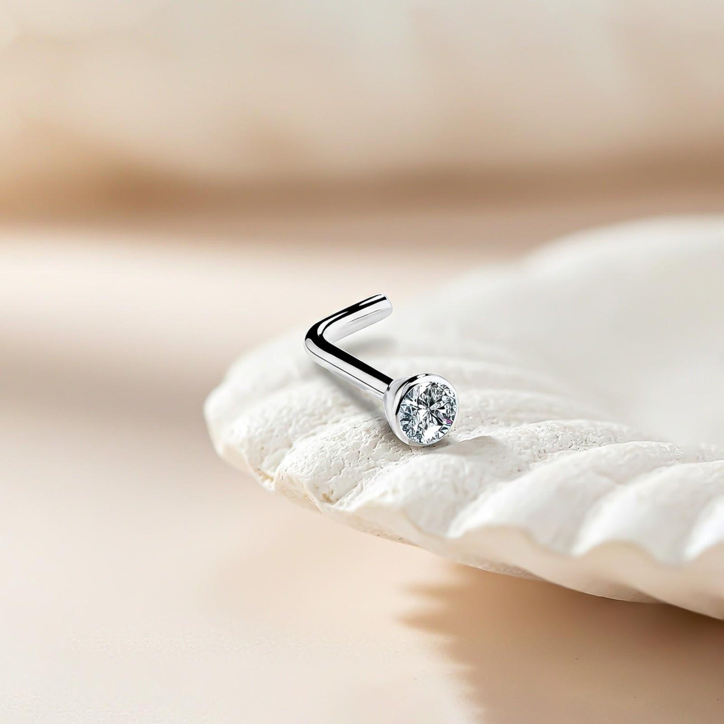 Silver Flush Bezel Nose Ring (pack of 2)