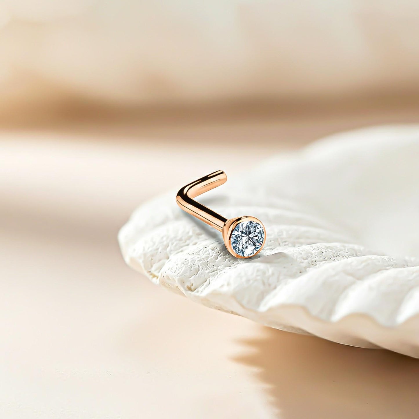 Rose Gold Flush Bezel Nose Ring (pack of 2)