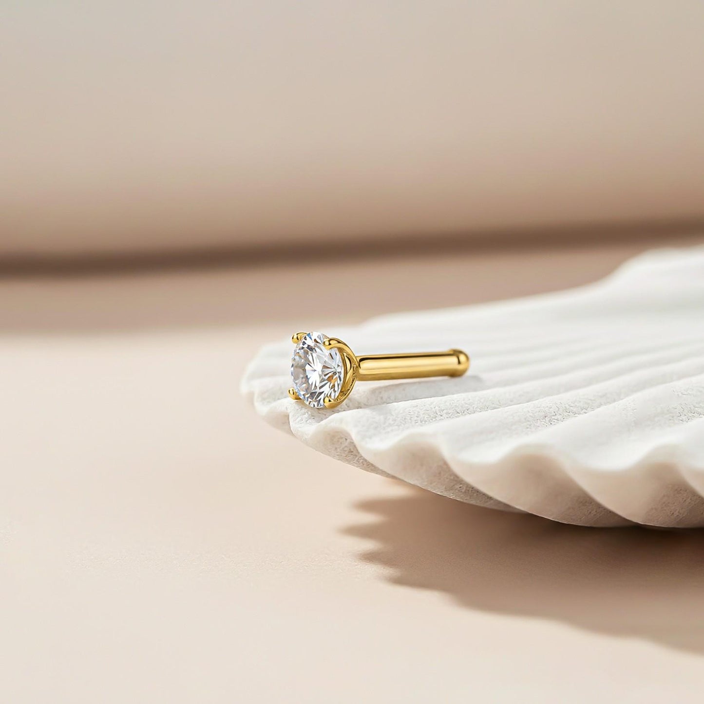 Golden Gold Cubic Zircon Nose Ring (pack of 2)