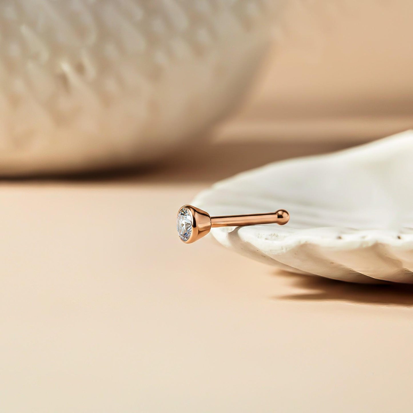 Rose Gold Sterling Bezel Nose Ring (pack of 2)