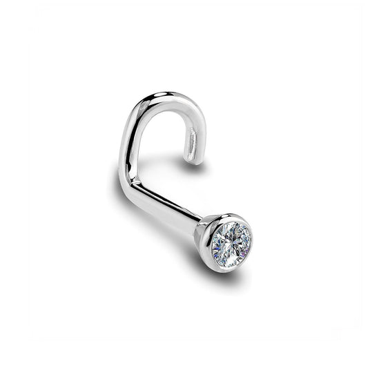 Silver Elegant Flush Bezel Silver Nose Ring (pack of 2)