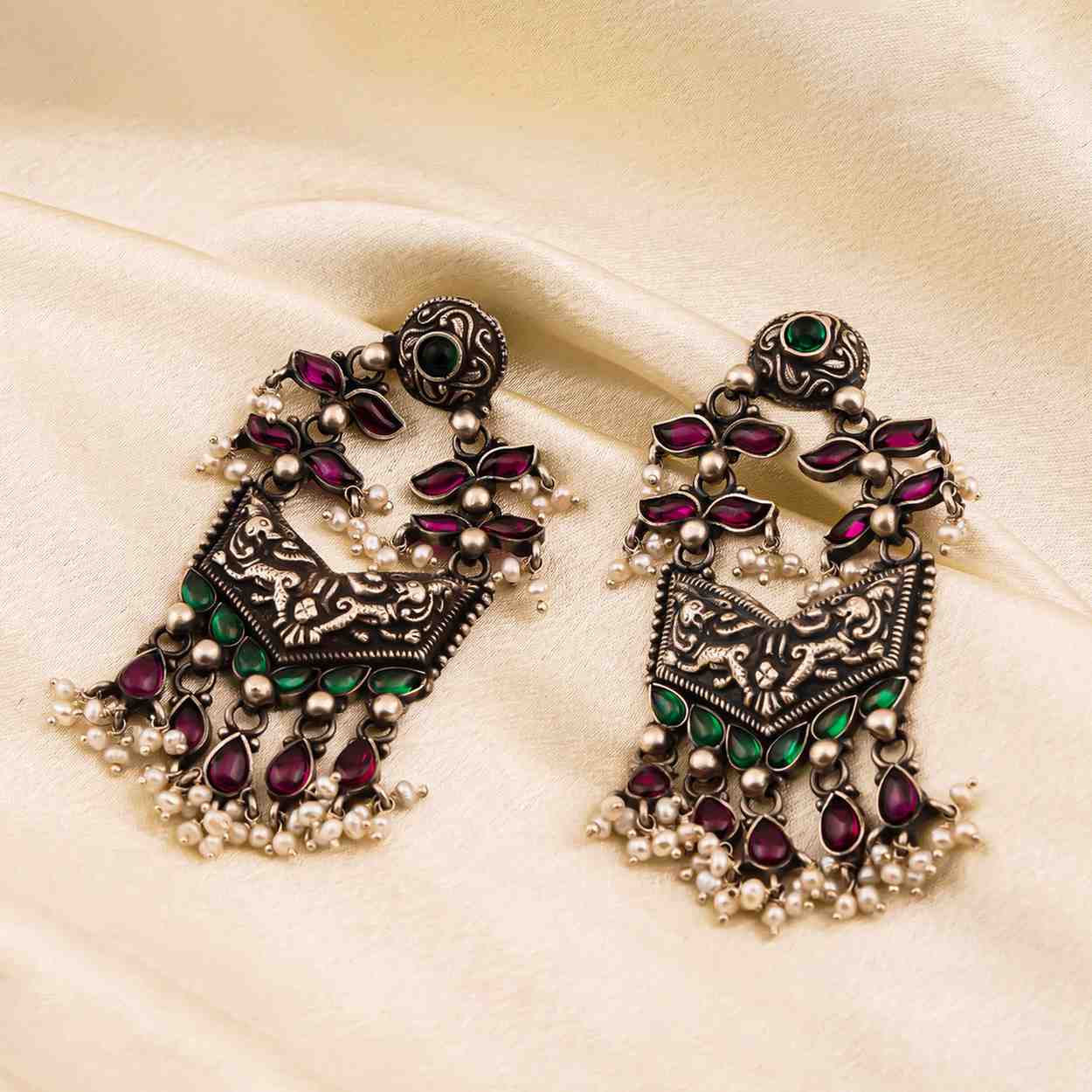 Oxidized Silver Earrings Women,