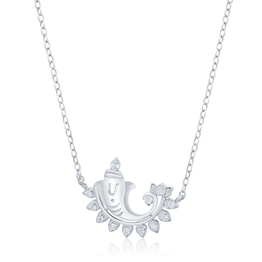 Silver Lord Ganesh Diamond Pendant