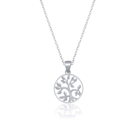 Silver Round Shape Tree Style Silver Pendant