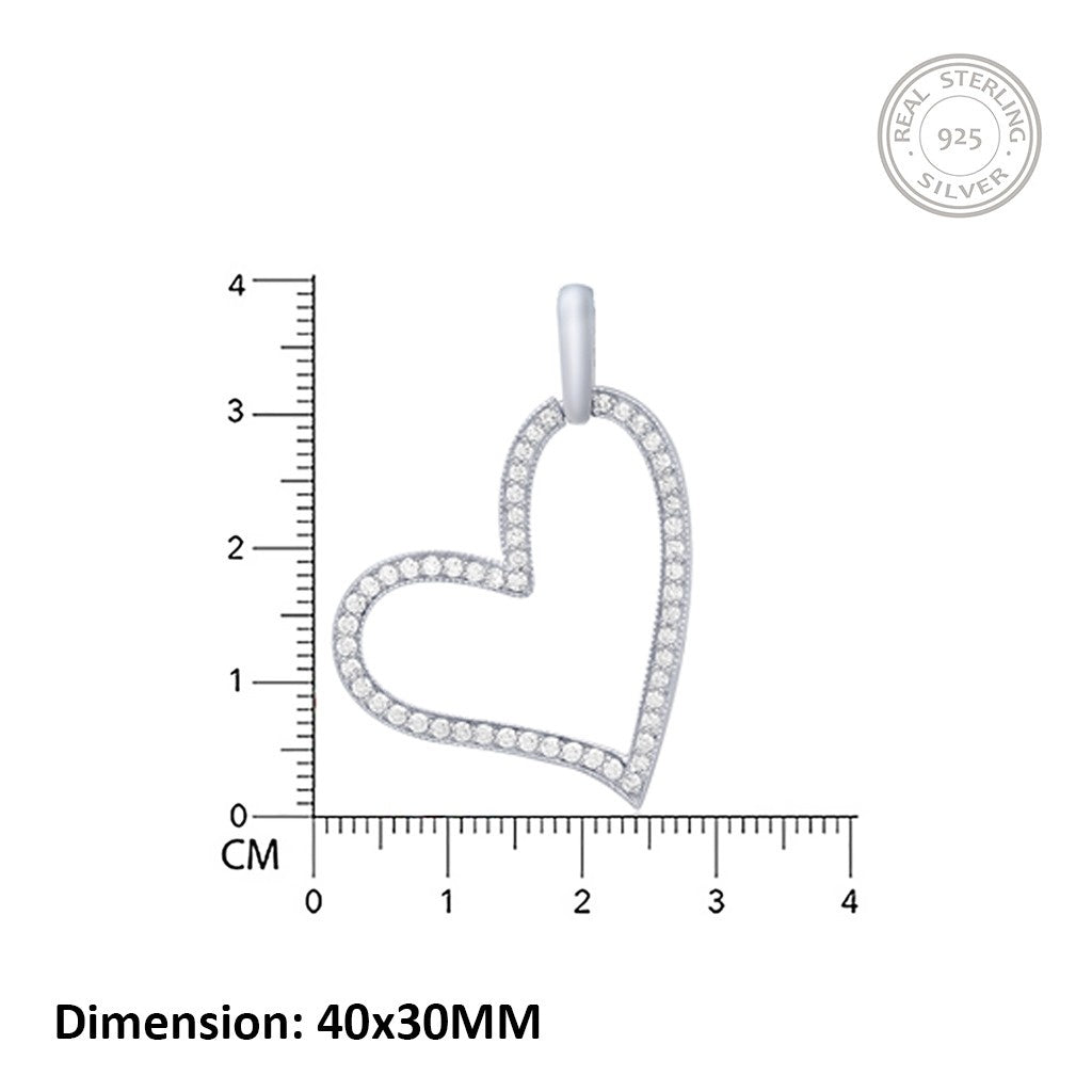 Silver Cubic Zirconia Heart love Pendant
