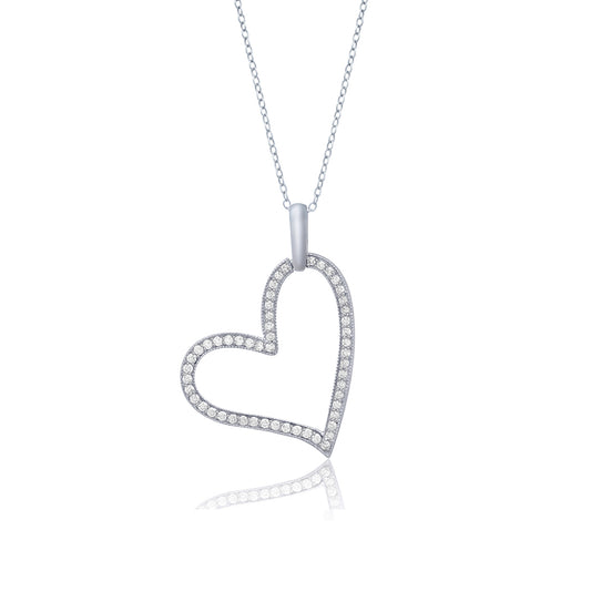 Silver Cubic Zirconia Heart love Pendant