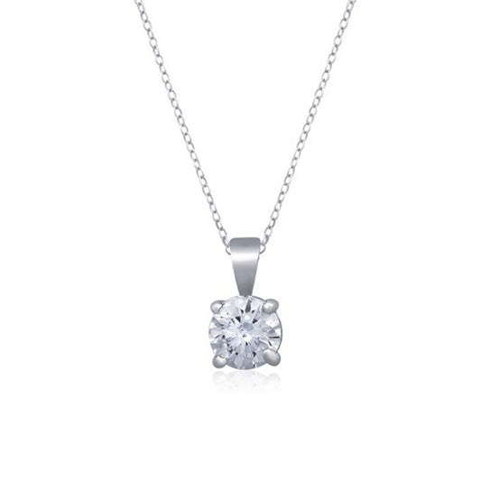 Sterling Silver Classic Cz Pendant For Gift
