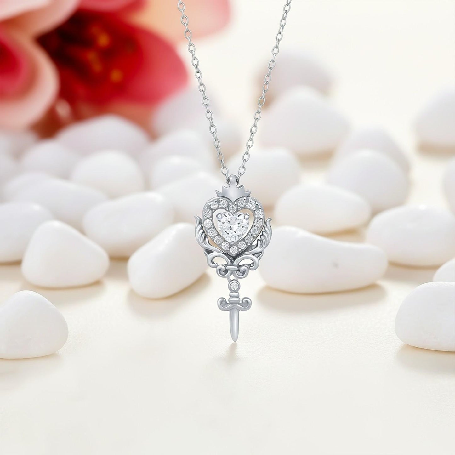 Silver Round Heart Weapon Pendant