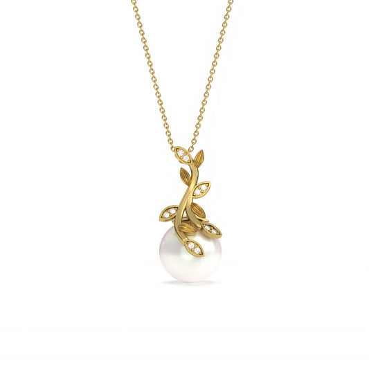 Golden Freshwater Cultured Pearl and Diamond Drop Pendant