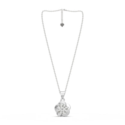 Sterling Silver Floral Flower Solitaire Pendant