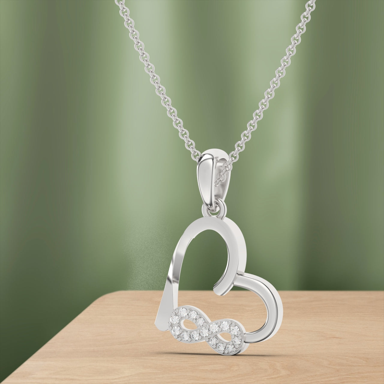 Silver Heart Infinity Zircon Pendant