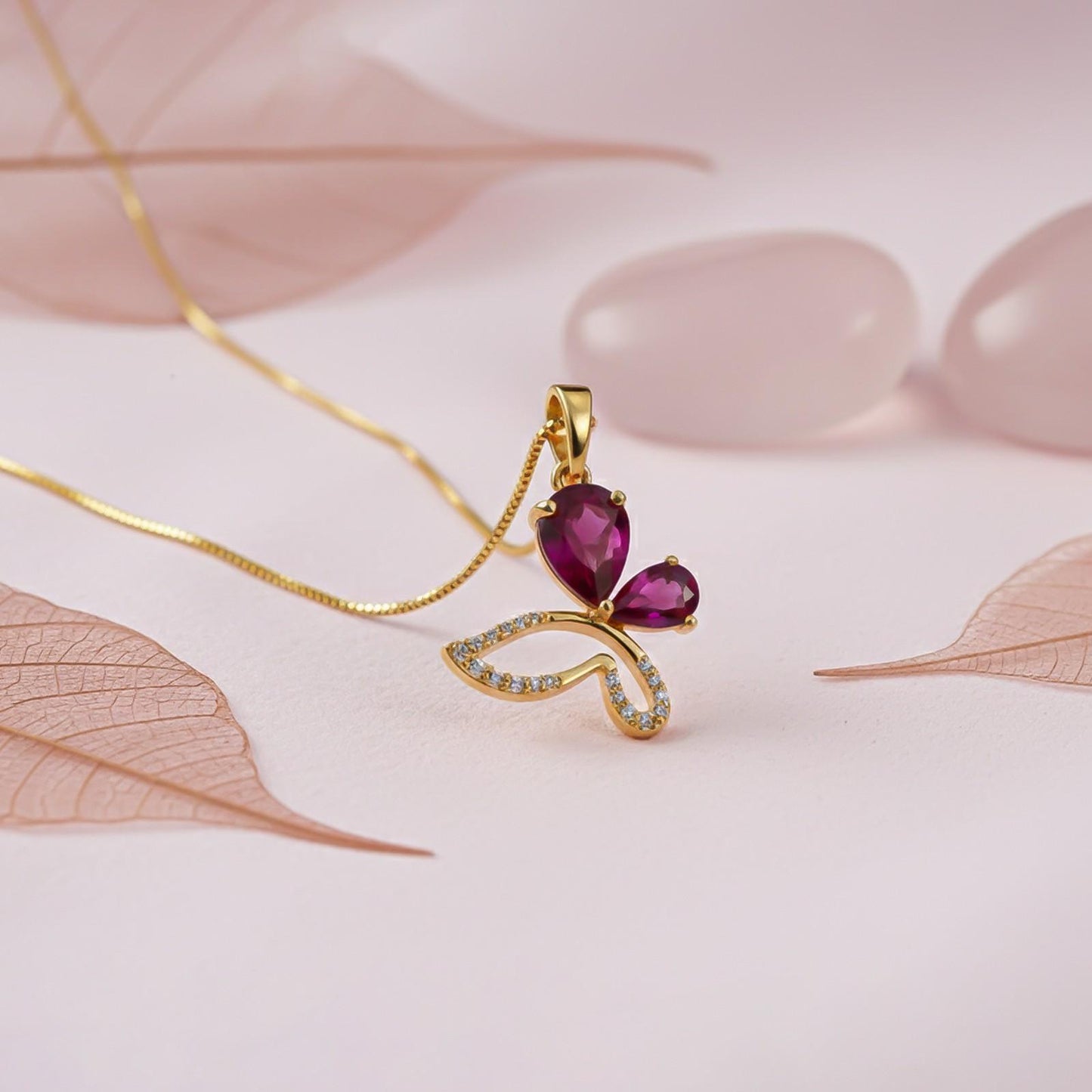 Golden Butterfly Ruby Pendant
