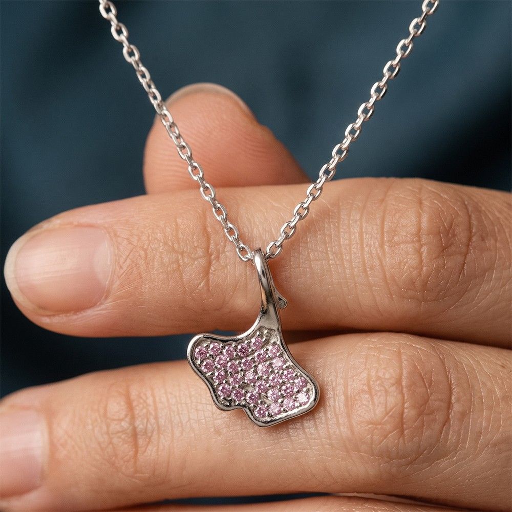Silver Ginko Leaf Pendant With Chain