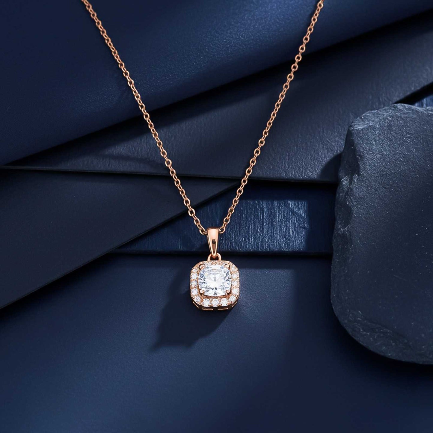 Rose Gold Halo Minimal Pendant