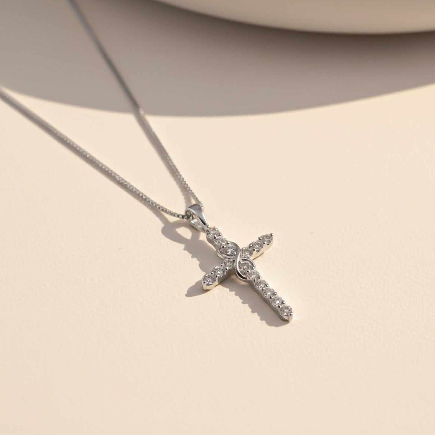 Silver Minimal CZ Cross Pendant