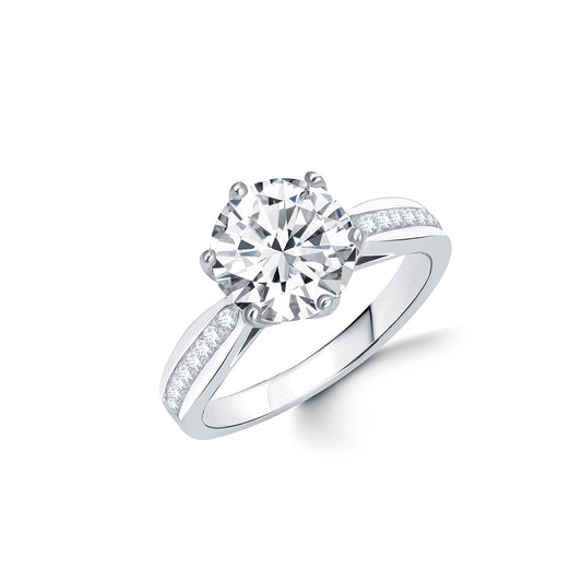 Silver Solitaire Diamond Ring