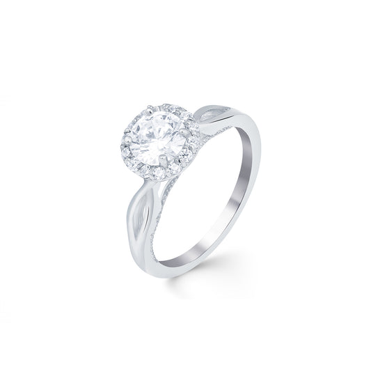 Silver Halo Diamond Studded Ring