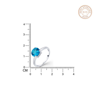 Silver Blue Toapz Diamond Solitaire Ring