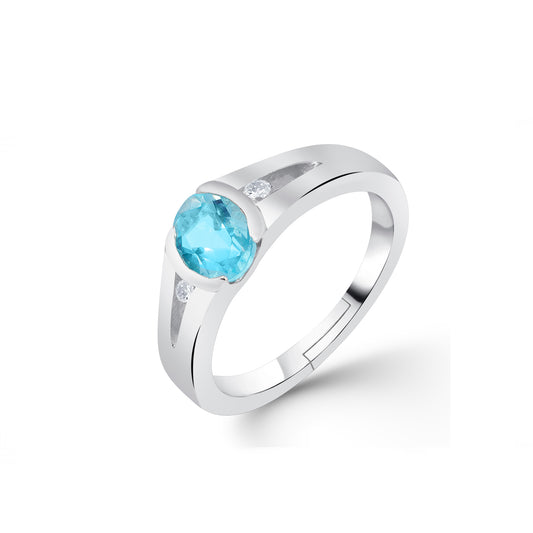 Silver Solitaire Bezel Topaz Ring