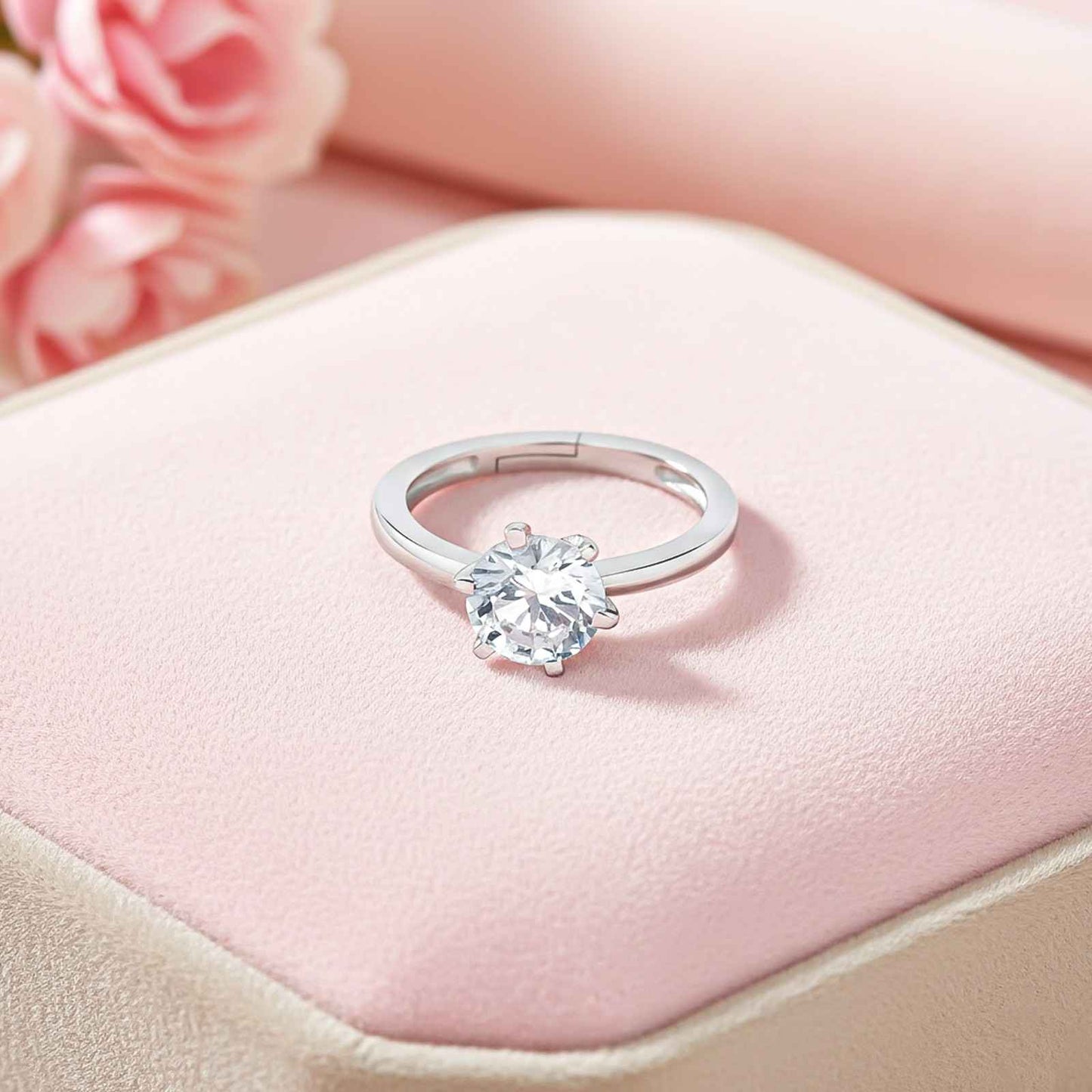 Silver Prong Zircon Ring