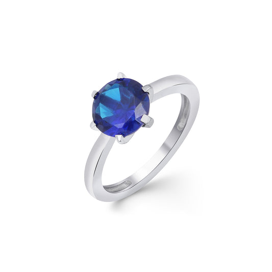 Silver Solitaire Sapphire Ring