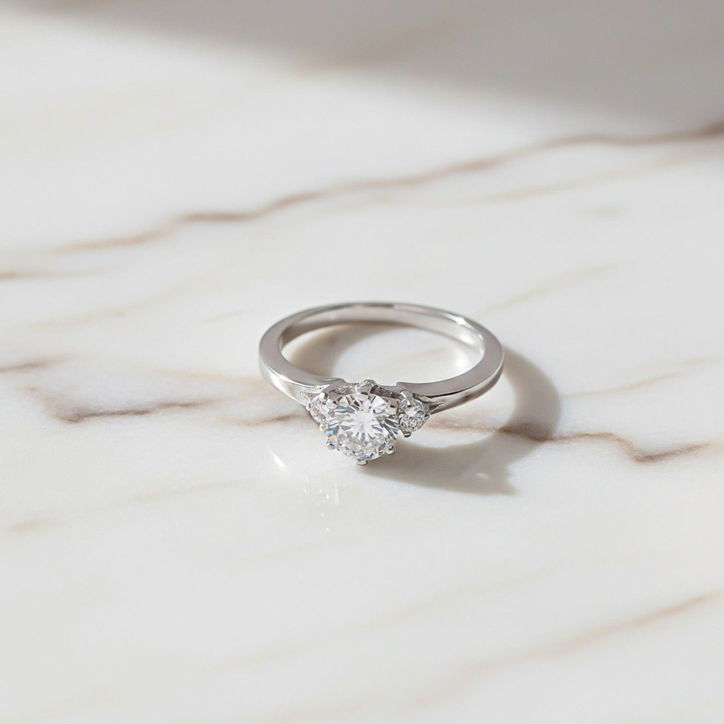 Silver Three Stone Diamond Ring