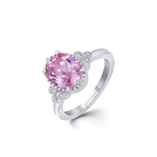 Silver Seven Stone Pink Sapphire Ring