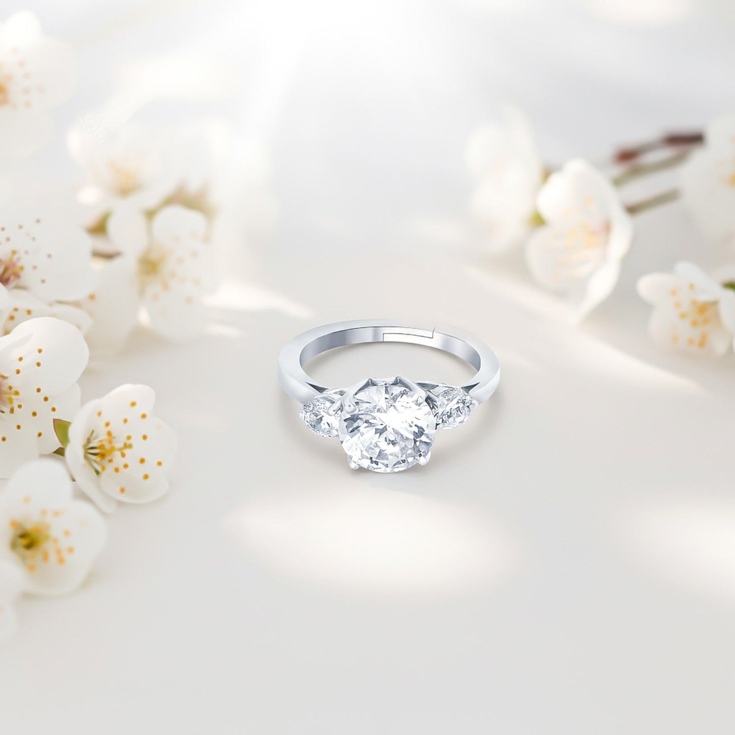 Silver Three Stone Ring For Girls