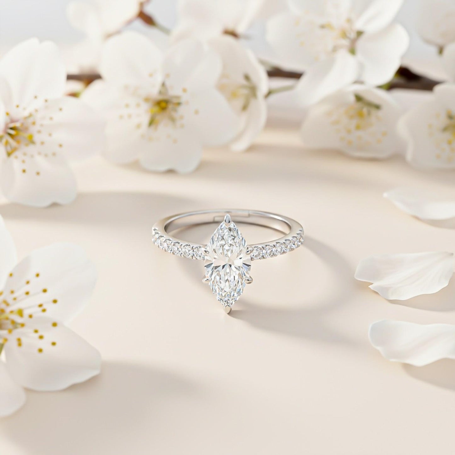 Silver Solitaire Grace Marquise Ring