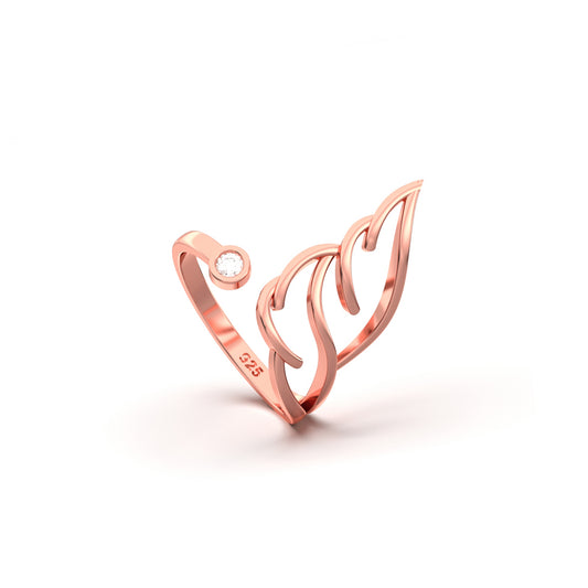 Rose Gold Angle Feather Promise Ring