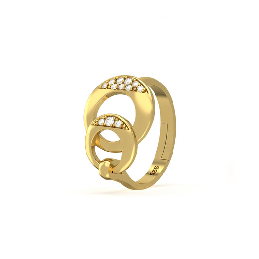 Golden Cubic Zirconia Dual Circle Promise Ring