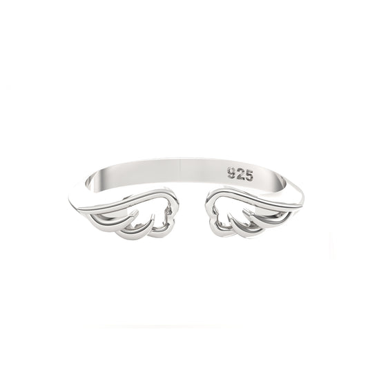 Silver Angle Wings Promise Ring