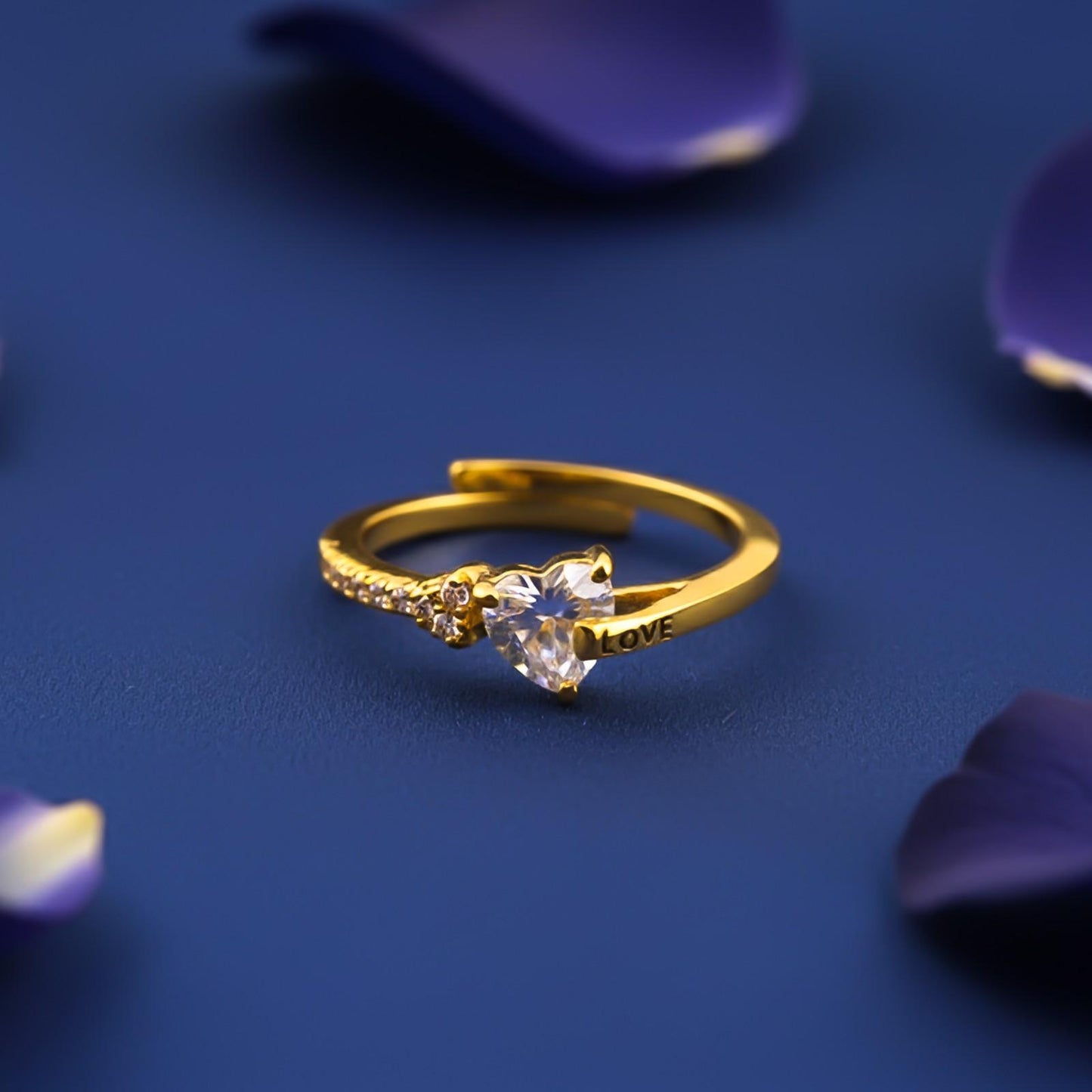 Silver Heart Solitaire Love Ring