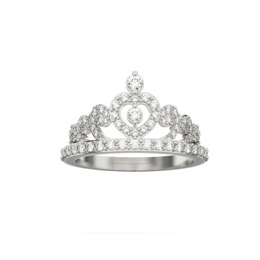 Silver Crown Diamond Studded Ring