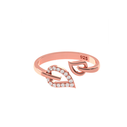 Rose Gold Leaf Design Promise Ring