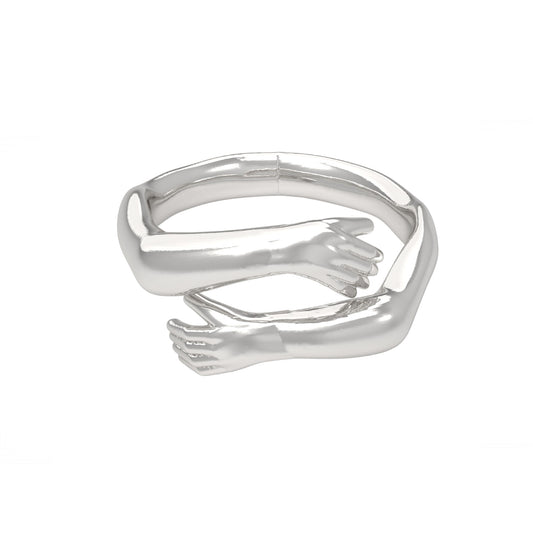 Sterling Silver Couple Hug Ring