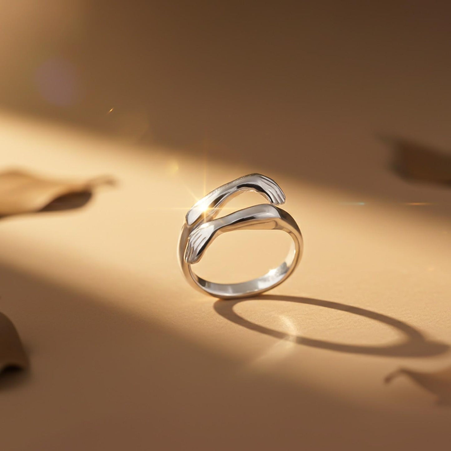 Sterling Silver Couple Hug Ring