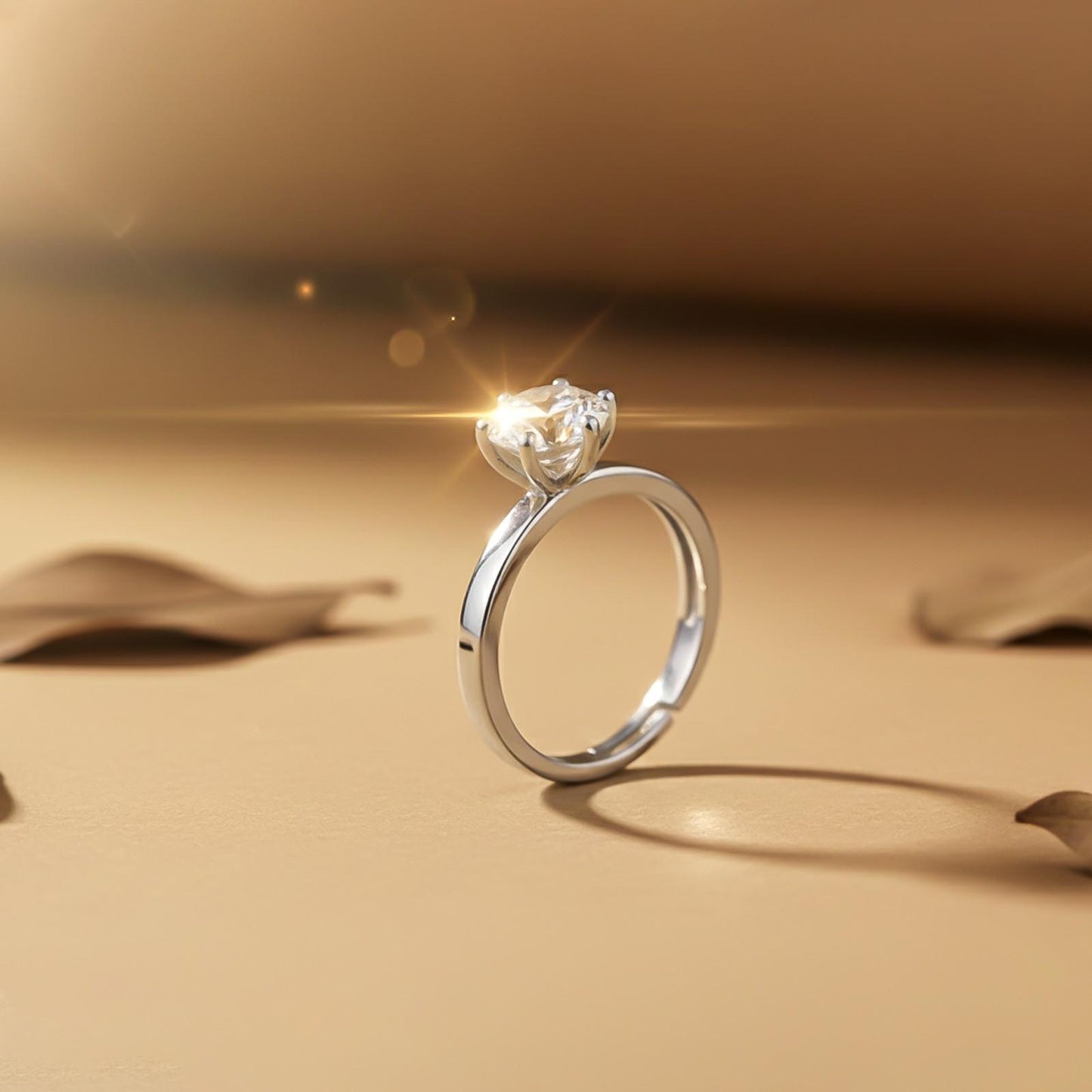 Silver Round Solitaire Wedding, Anniversary Ring