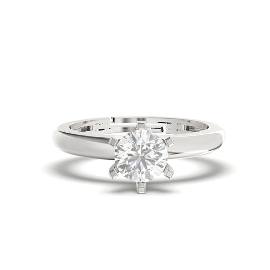 Silver Round Solitaire Wedding, Anniversary Ring