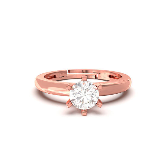 Rose Gold Round Solitaire Wedding, Anniversary Ring