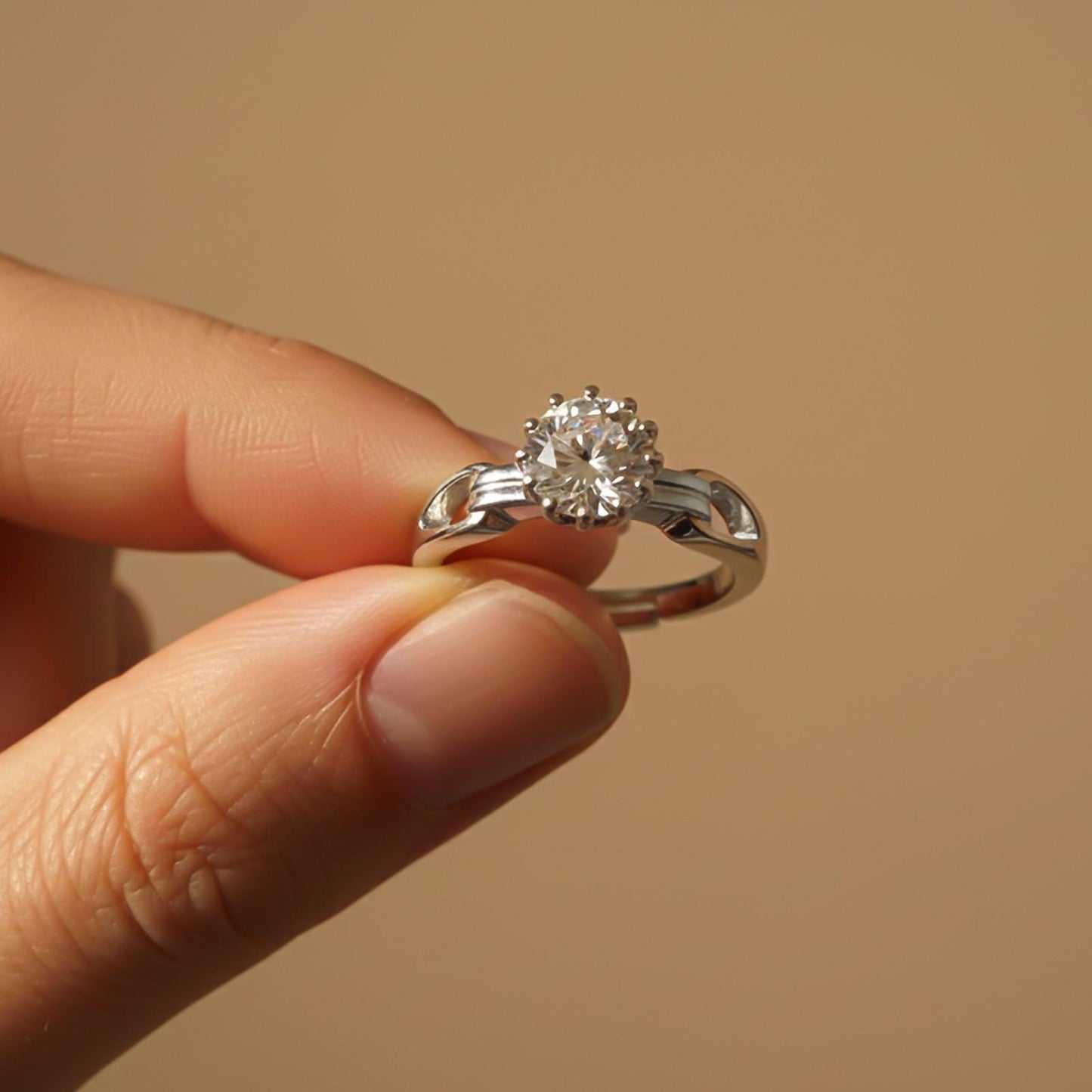 Silver Zircon Round Solitaire Ring