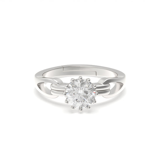 Silver Sterling Round Solitaire Ring