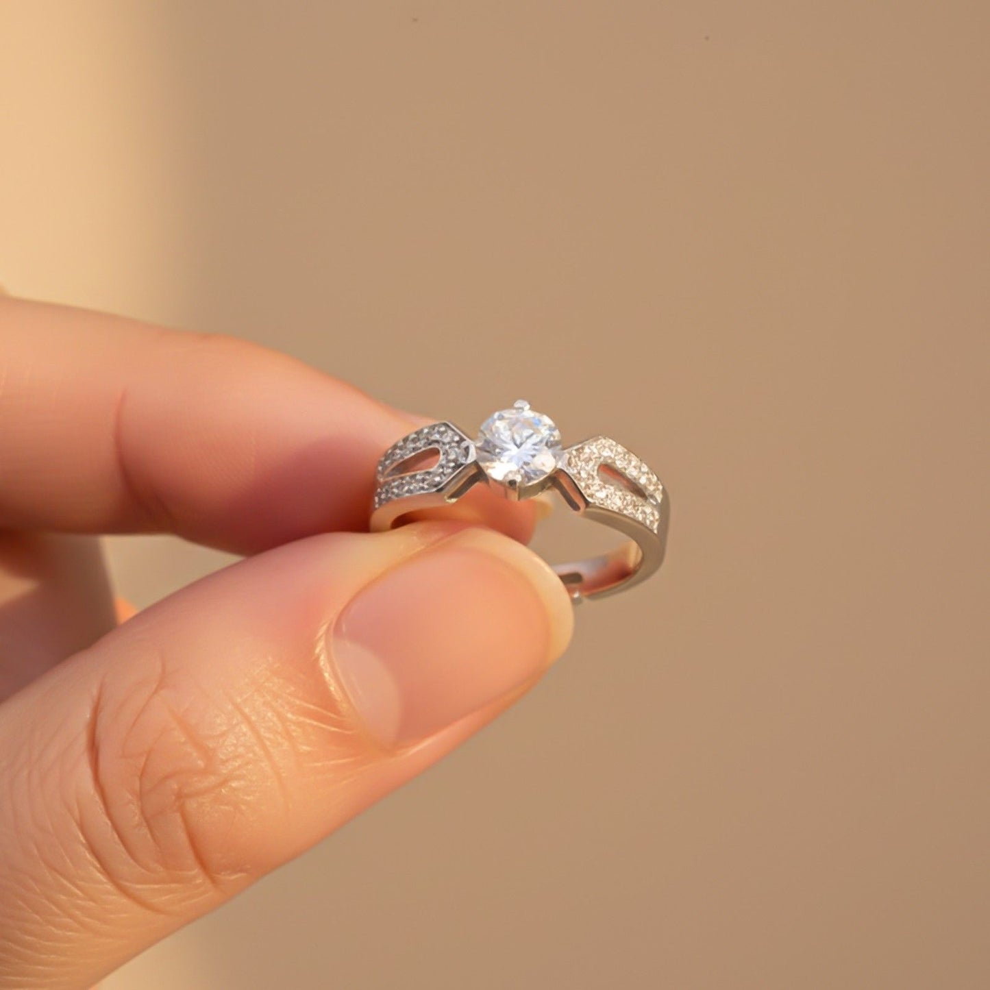 Silver Zircon Elegant Loop Ring