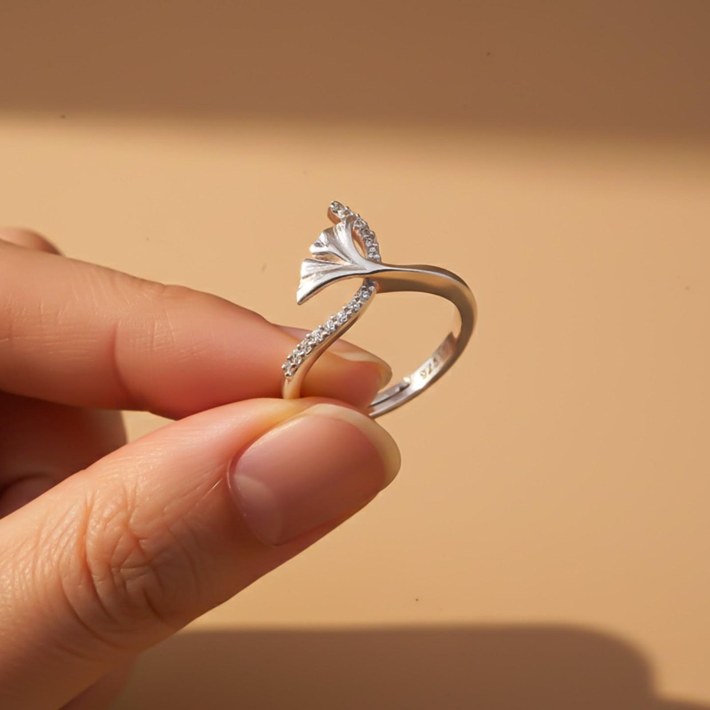 Silver Petals & Diamond Ring