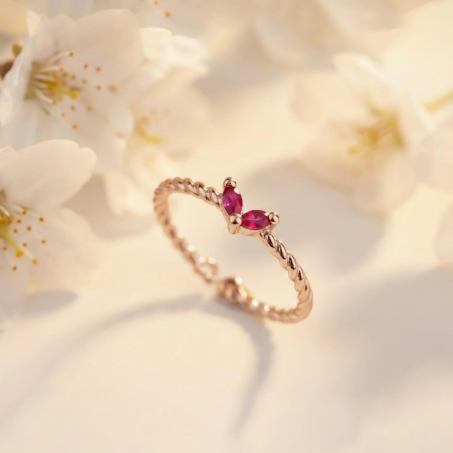 Rose Gold Ruby Danaid Heart Ring