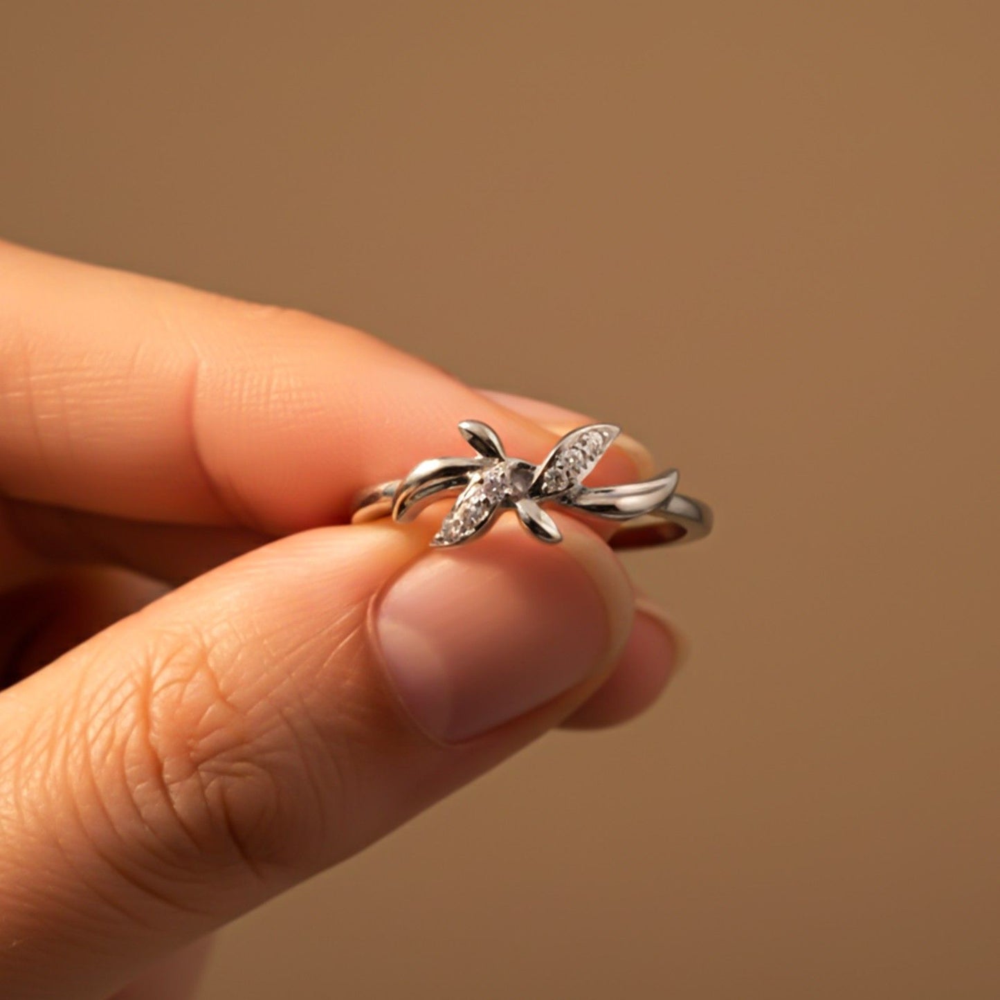Silver Butterfly Motif Ring