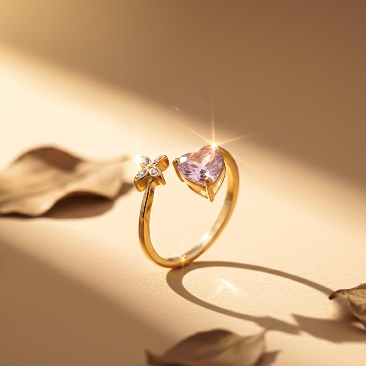 Golden Open Heart Stackable Ring